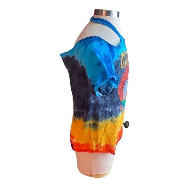 Led Zeppelin U.S. Tour 1975 Tie-Dye DYI Cold-Shoulders Peek-a-Boo Chest Tee M - Picture 4 of 8